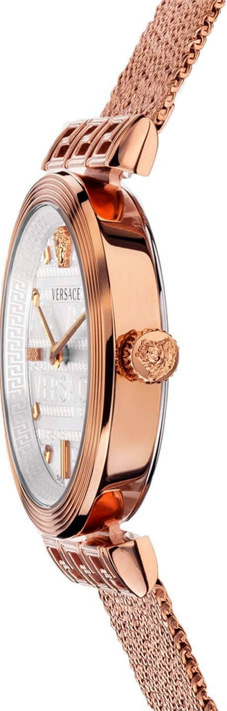 Versace Meander White Dial Rose Gold Mesh Bracelet Watch for Women - VELW00620 Buy Now By Versace