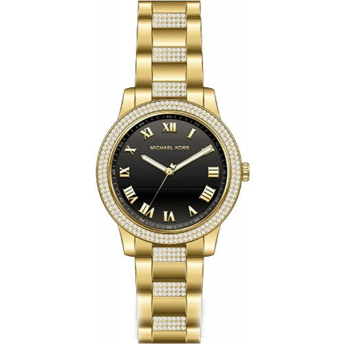 Michael Kors Tibby Multifunction Analog Black Dial Gold Steel Strap Watch for Women - MK4684 Buy Now By Michael Kors