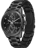 Hugo Boss Skymaster Chronograph Black Dial Black Steel Strap Watch for Men - 1513785 Buy Now By Hugo Boss