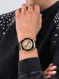Guess Athena Gold Dial Black Rubber Strap Watch For Women - GW0030L2 Buy Now By Guess