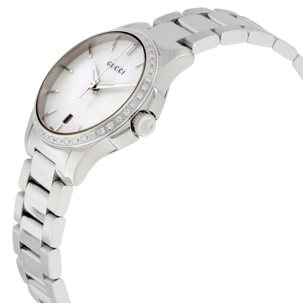 Gucci G Timeless Mother of Pearl Dial Silver Steel Strap Watch For Women - YA126543 Buy Now By Gucci