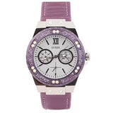 Guess Limelight Quartz Silver Dial Purple Leather Strap Watch For Women - W0775L6 Buy Now By Guess