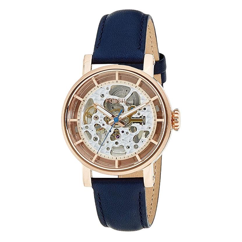 Fossil Original Boyfriend Skeleton White Dial Blue Leather Strap Watch for Women - ME3086 Buy Now By Fossil