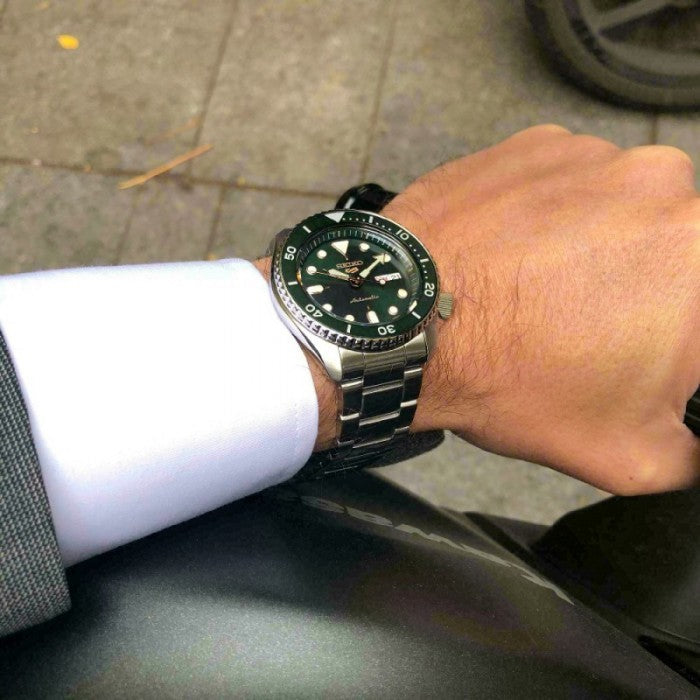 Seiko 5 Sports Automatic Analog Green Dial Silver Steel Strap Watch For Men - SRPD63K1 Buy Now By Seiko
