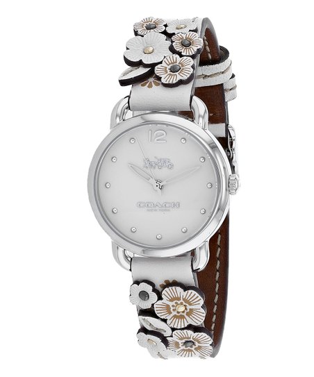 Coach Delancey White Dial Floral White Leather Strap Watch for Women - 14502760 Buy Now By Coach