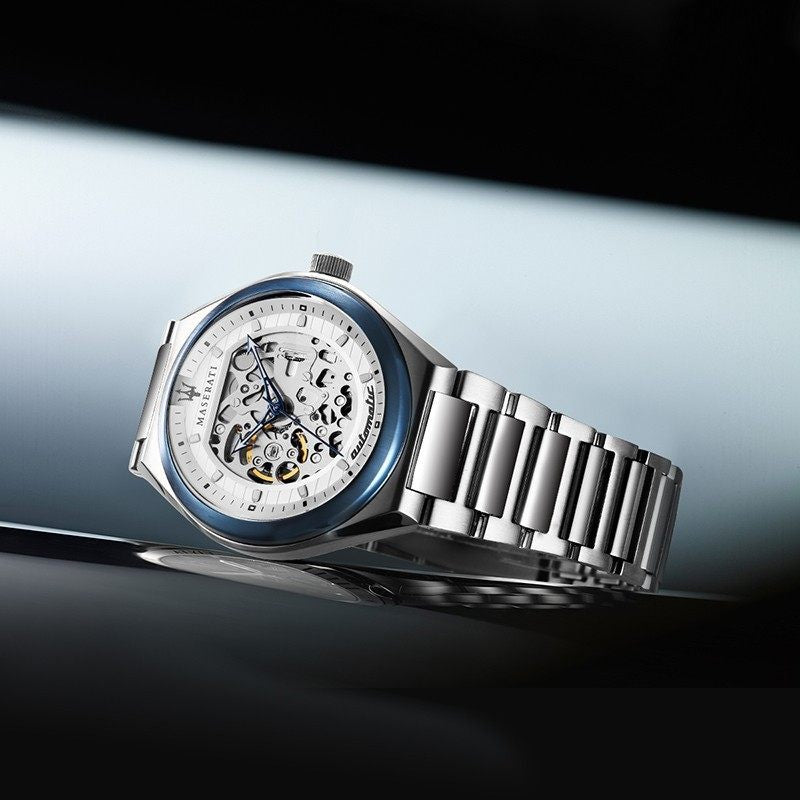 Maserati Triconic Automatic Skeleton Grey Dial Silver Steel Strap Watch For Men - R8823139002 Buy Now By Maserati