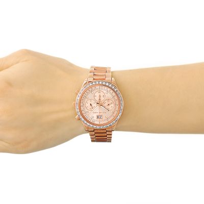Michael Kors Brinkley Rose Gold Dial Rose Gold Steel Strap Watch for Women - MK6204 Buy Now By Michael Kors