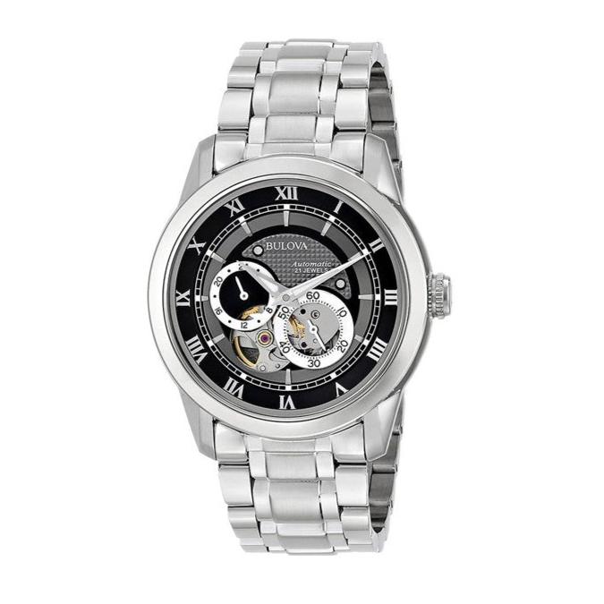 Bulova BVA Dual Aperture Black Dial Silver Steel Strap Watch for Men - 96A119 Buy Now By Bulova