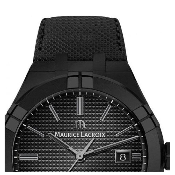 Maurice Lacroix Automatic Date Black Dial Black Leather Strap Watch For Men - AI6008-PVB01-330-1 Buy Now By Maurice Lacroix