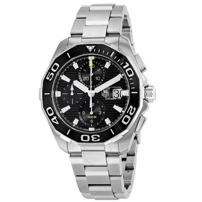 Tag Heuer Aquaracer Calibre 16 Day-Date Black Dial Silver Steel Strap Watch for Men - CAY211A.BA0927 Buy Now By Tag Heuer