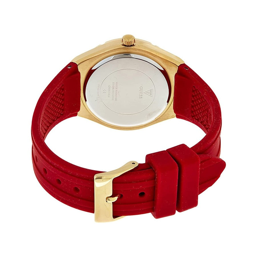 Guess Cosmo Diamonds Gold Dial Red Rubber Strap Watch for Women - GW0034L6 Buy Now By Guess