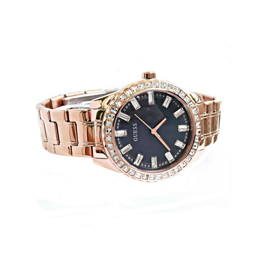 Guess Sparkler Diamonds Black Dial Rose Gold Steel Strap Watch for Women - GW0111L3 Buy Now By Guess