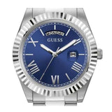 Guess Connoisseur Blue Dial Silver Steel Strap Watch for Men - GW0265G7 Buy Now By Guess