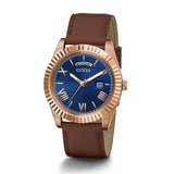 Guess Connoisseur Blue Dial Brown Leather Strap Watch For Men - GW0353G2 Buy Now By Guess