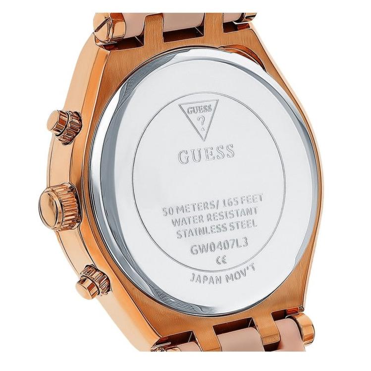 Guess Heiress Diamonds Rose Gold Dial Pink Rubber Strap Watch for Women - GW0407L3 Buy Now By Guess