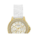 Guess Crown Jewel Multifunction Diamonds White Dial White Leather Strap Watch for Women - GW0411L1 Buy Now By Guess