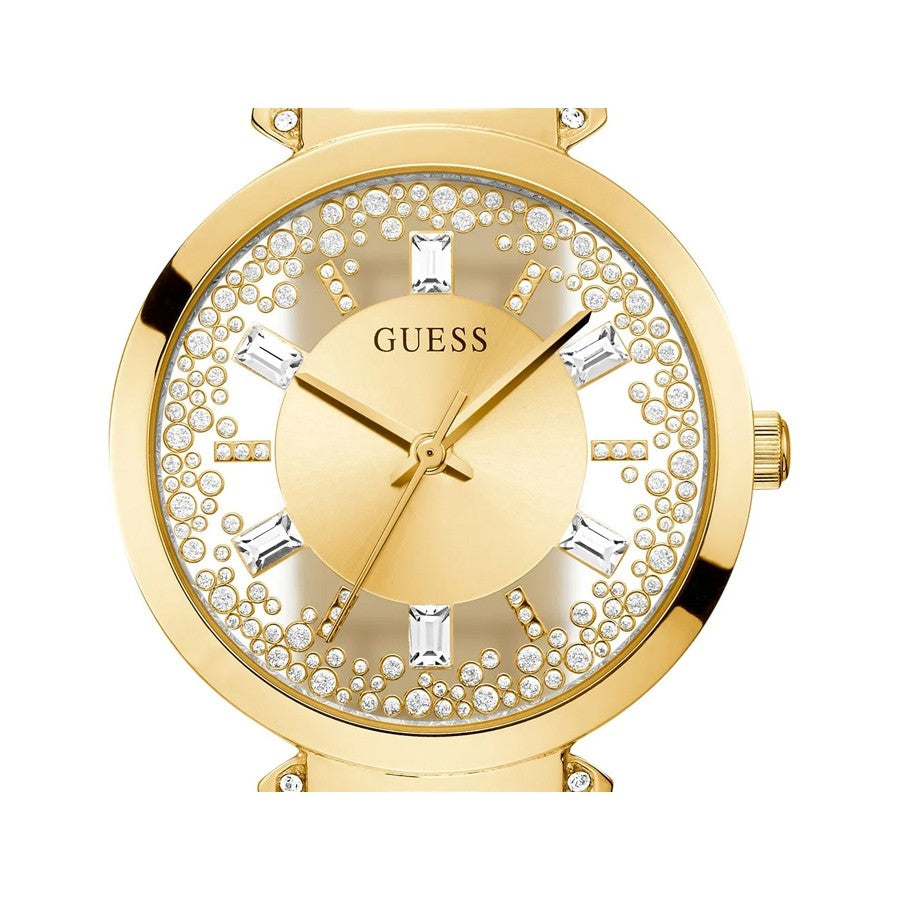 Guess Crystal Clear Analog Gold Dial Gold Steel Strap Watch for Women - GW0470L2 Buy Now By Guess