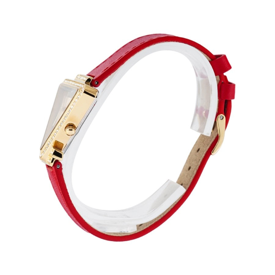 Guess Fame Quartz Gold Dial Red Leather Strap Watch For Women - GW0504L2 Buy Now By Guess