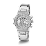 Guess Fusion Chronograph Crystals Silver Dial Silver Steel Strap Watch For Women - GW0552L1 Buy Now By Guess