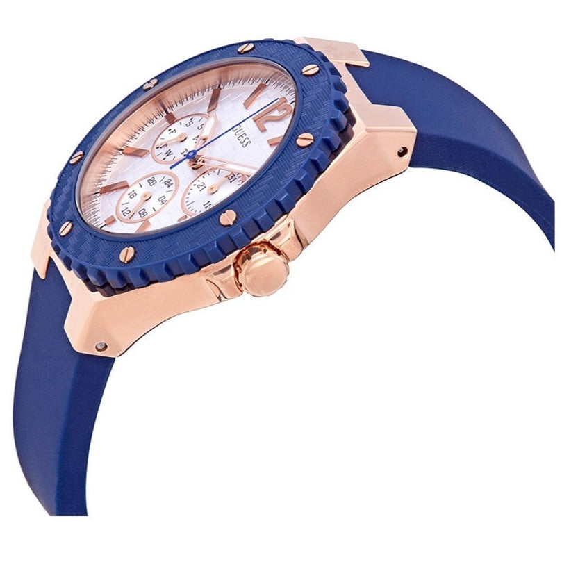Guess Overdrive White Dial Blue Rubber Strap Watch for Women - W0149L5 Buy Now By Guess