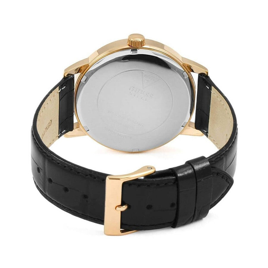 Guess Delancy Quartz Silver Dial Black Leather Strap Watch For Men - W0870G2 Buy Now By Guess