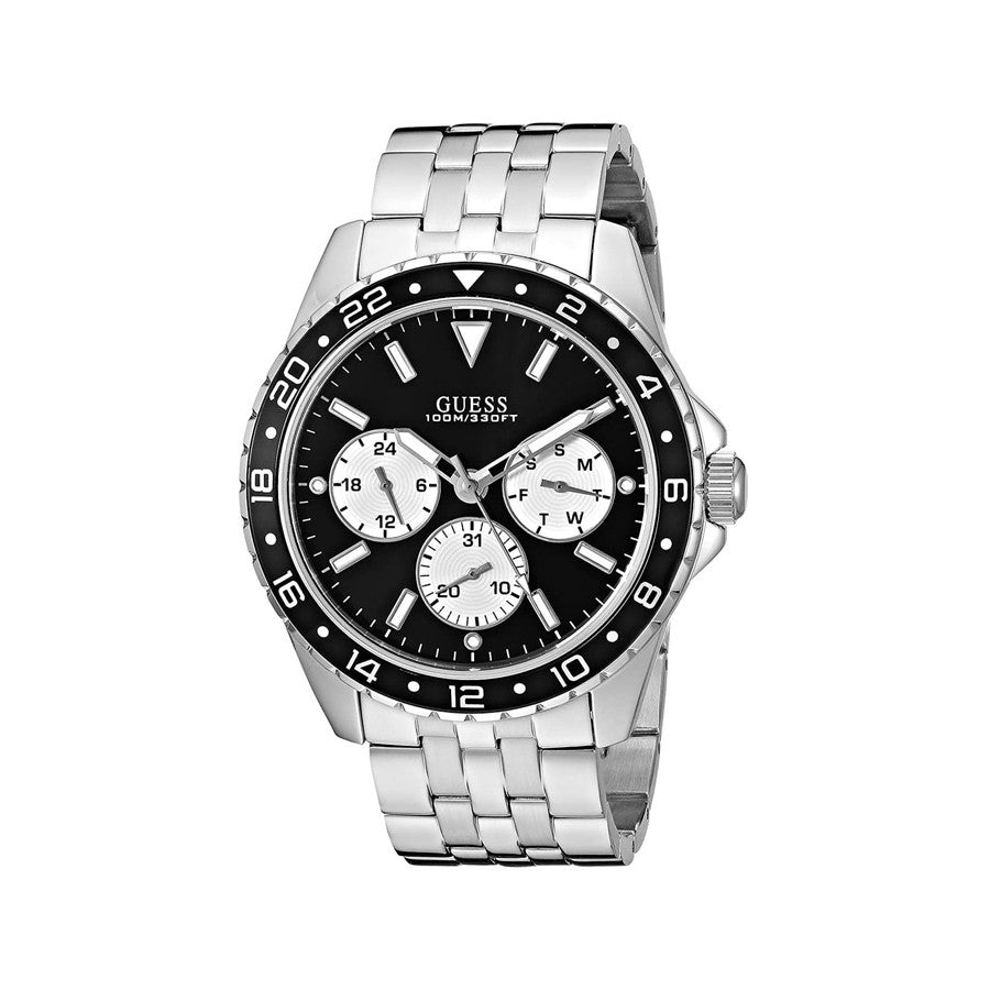 Guess Odyssey Black Dial Silver Steel Strap Watch For Men - W1107G1 Buy Now By Guess