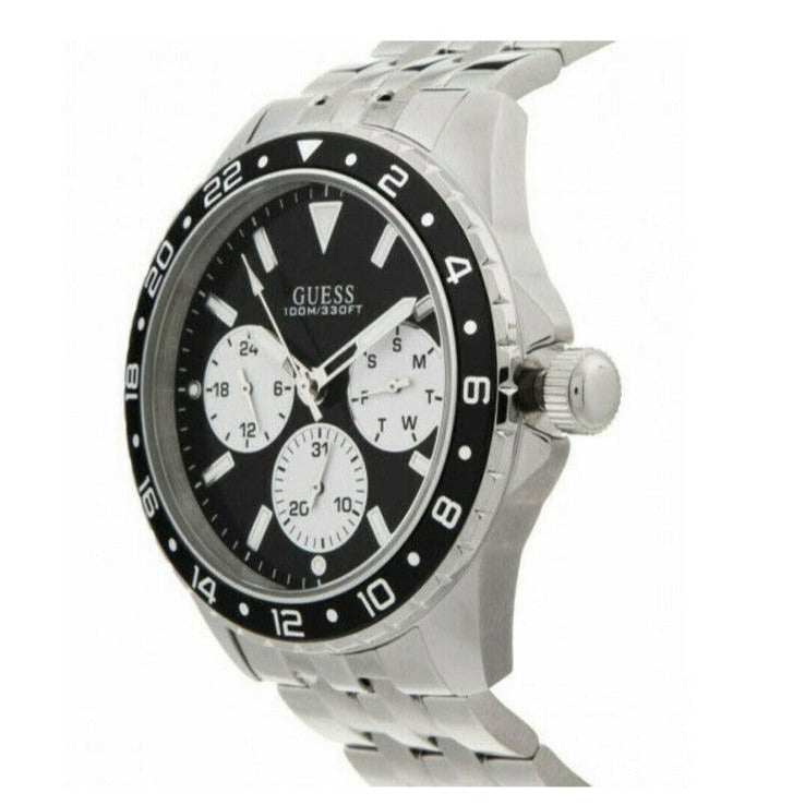 Guess Odyssey Black Dial Silver Steel Strap Watch For Men - W1107G1 Buy Now By Guess