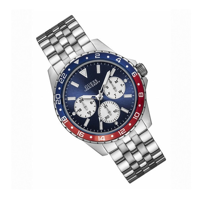 Guess Odyssey Multifunction Blue Dial Silver Steel Strap Watch For Men - W1107G2 Buy Now By Guess