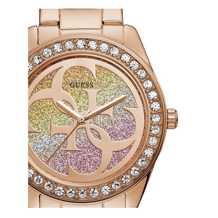 Guess G Twist Diamonds Rose Gold Dial Rose Gold Steel Strap Watch For Women - W1201L3 Buy Now By Guess