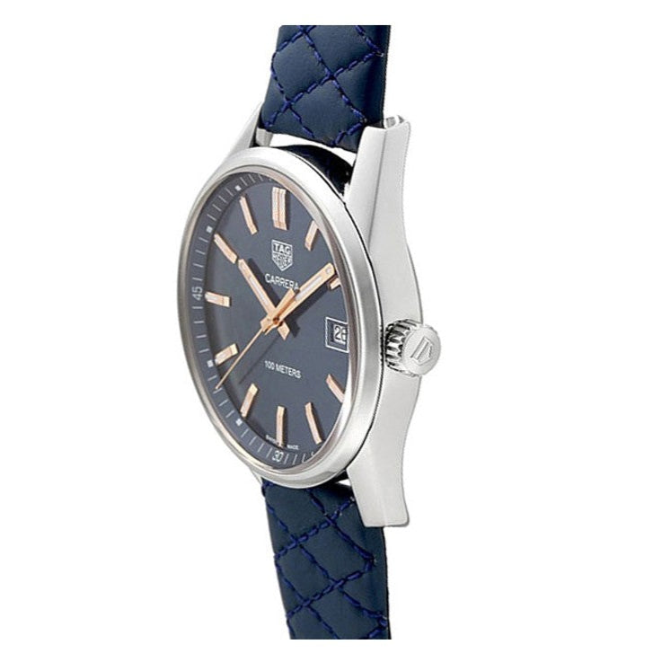Tag Heuer Carrera Quartz Blue Dial Blue Calfskin Leather Strap Watch for Women - WAR1112.FC6391 Buy Now By Tag Heuer