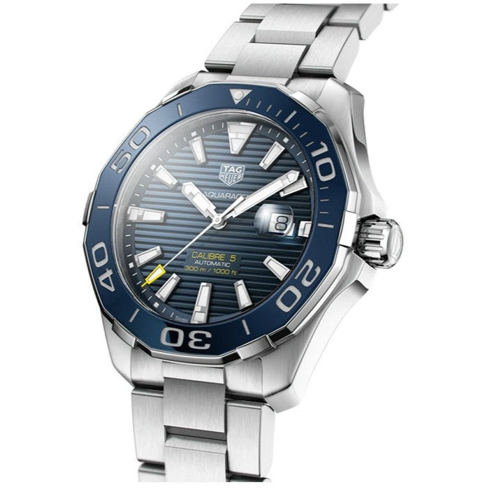 Tag Heuer Aquaracer Calibre 5 Blue Dial Silver Steel Strap Watch for Men - WAY201B.BA0927 Buy Now By Tag Heuer
