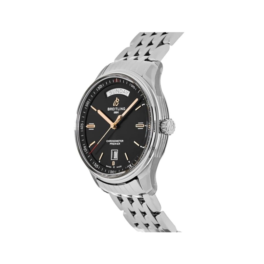 Breitling Premier Automatic 40mm Day & Date Black Dial Silver Steel Strap Mens Watch - A45340241B1A1 Buy Now By Breitling