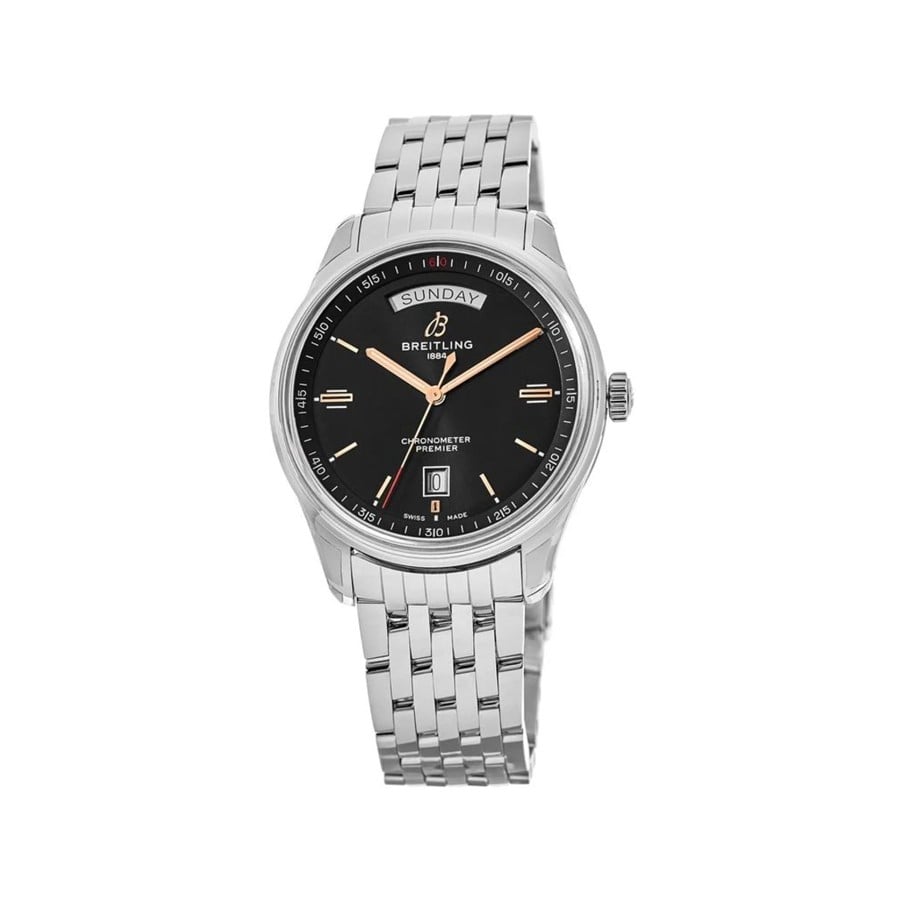 Breitling Premier Automatic 40mm Day & Date Black Dial Silver Steel Strap Mens Watch - A45340241B1A1 Buy Now By Breitling