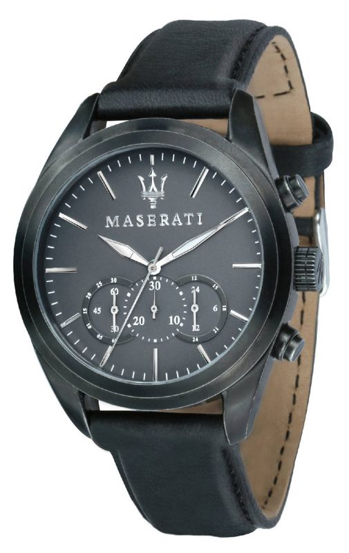Maserati Traguardo Black Leather Strap Quartz Black Dial Watch For Men - R8871612019 Buy Now By Maserati