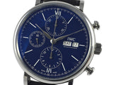 IWC Portofino Chronograph Blue Dial Black Leather Strap Watch for Men - IW391023 Buy Now By IWC