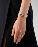 Versace Medusa Lock Icon Quartz Gold Dial Pink & Blue Leather Strap Watch For Women - VEDW00219 Buy Now By Versace