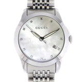 Gucci G Timeless Diamonds Mother of Pearl Dial Silver Steel Strap Watch For Women - YA126504 Buy Now By Gucci