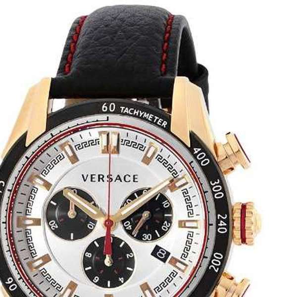 Versace V-Ray Chronograph White Dial Black Leather Strap Watch for Men - VDB040014 Buy Now By Versace