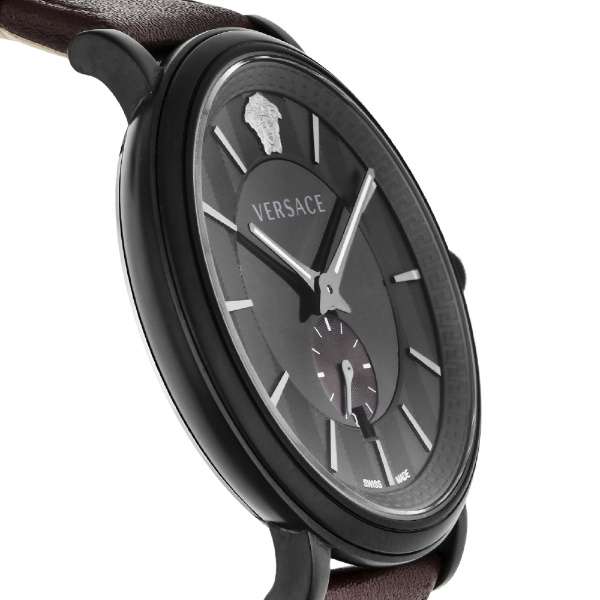 Versace V-Circle Manifesto Black Dial Maroon Leather Strap Watch for Men - VBQ040017 Buy Now By Versace