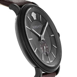 Versace V-Circle Manifesto Black Dial Maroon Leather Strap Watch for Men - VBQ040017 Buy Now By Versace