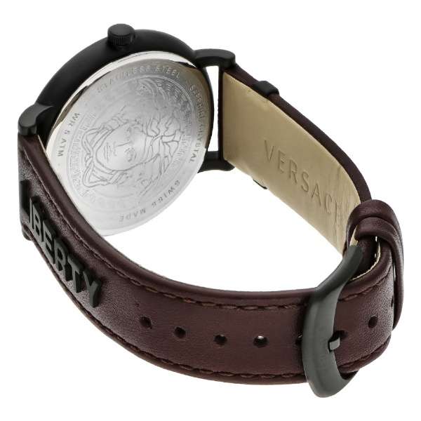 Versace V-Circle Manifesto Black Dial Maroon Leather Strap Watch for Men - VBQ040017 Buy Now By Versace