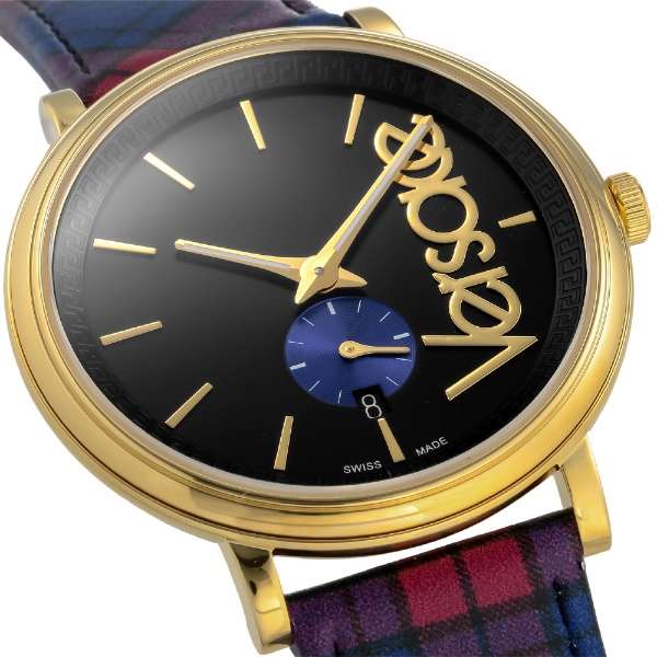 Versace V-Circle The Clans Edition Black Dial Red & Blue Leather Strap Watch for Women - VEBQ00218 Buy Now By Versace