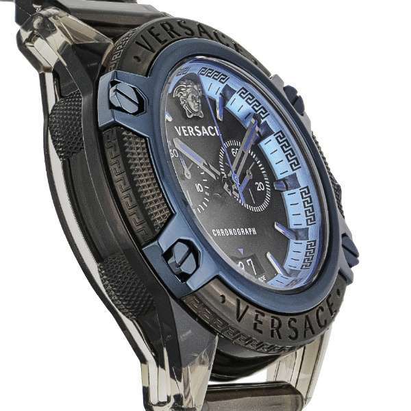 Versace icon Active Chronograph Black Dial Black Silicone Strap Watch For Men - VEZ700622 Buy Now By Versace