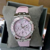 Guess Limelight Quartz Diamonds Pink Dial Pink Denim Strap Watch For Women - W0775l15 Buy Now By Guess