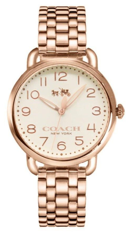 Coach Delancey White Dial Rose Gold Steel Strap Watch for Women - 14502262 Buy Now By Coach