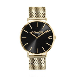 Coach Charles Black Dial Gold Mesh Bracelet Watch for Men - 14602440 Buy Now By Coach