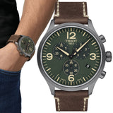 Tissot T Sport Chrono XL Green Dial Brown Leather Strap Watch For Men - T116.617.36.097.00 Buy Now By Tissot