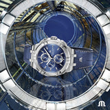 Maurice Lacroix Aikon Chronograph Blue Dial Blue Leather Strap Watch for Men - AI1018-SS001-430-1 Buy Now By Maurice Lacroix