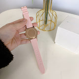 Michael Kors Runway Three Hand Crystal Pave Dial Pink Rubber Strap Watch For Women - MK6854 Buy Now By Michael Kors