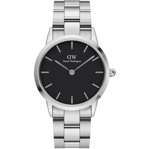 Daniel Wellington Iconic Link Black Dial Silver Steel Strap Watch For Women - DW00100208 Buy Now By Daniel Wellington